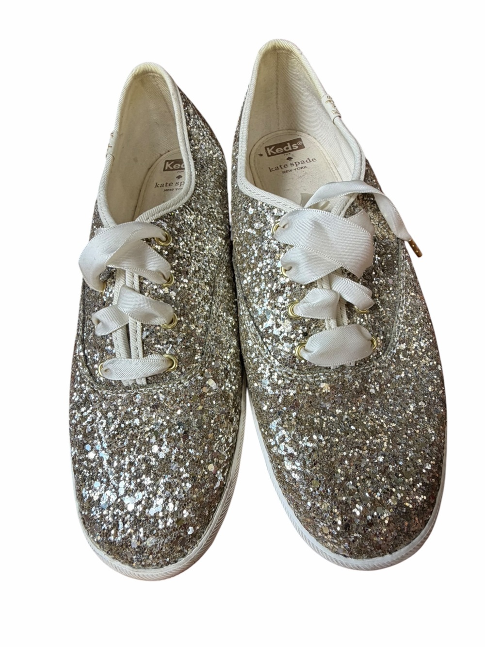 Kate Spade x Keds Champion Gold Glitter Sneakers Size 9.5 - Picture 2 of 8